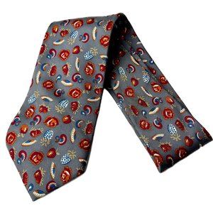 Isaac Zelcer Necktie Grey Floral All Silk Made in Italy Men Accessories Neck Tie